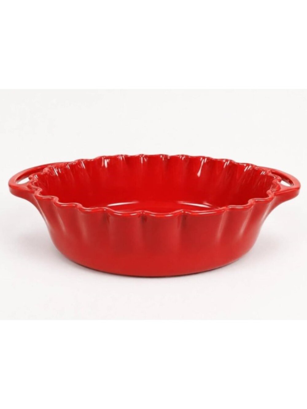 Deltis Portugal NWT Red Oval Stoneware Ruffled Edge Baking Dish, L-14.5", H-9.5"